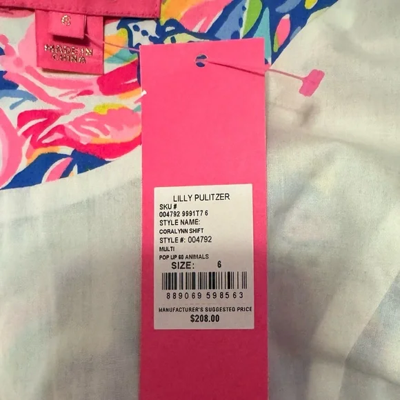 Lilly Pulitzer Coralynn Pop Up 60 Animals Dress Size 6 Colorful Sea Life Shift - Picture 5 of 5